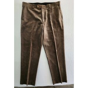 Alan Flusser Corduroy Pants Mens 40x32 Brown Straight Leg Flat Front Trousers